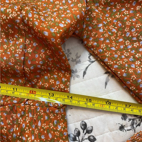 NWT floral brown orange front tie up detail long sleeve midi dress Cotta… - Picture 10 of 10
